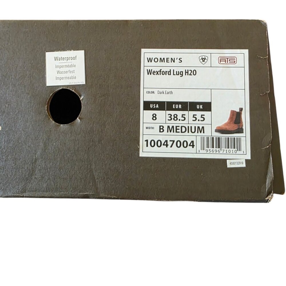 Ariat Wexford Lug H2O Waterproof Chelsea Boots Women's 8 Dark Earth DRYShield - Picture 4 of 16